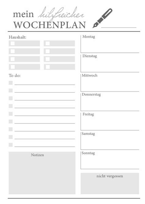 Wochenplan Weekly Planner Template Filofax Good Notes