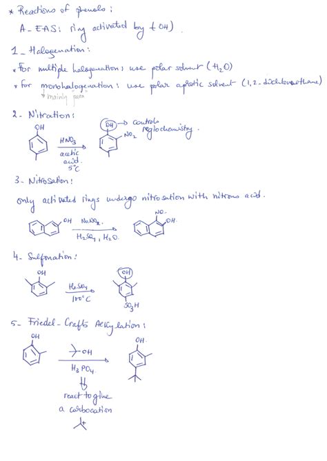 Solution Phenols Organic Chemistry Summary Sheet Studypool