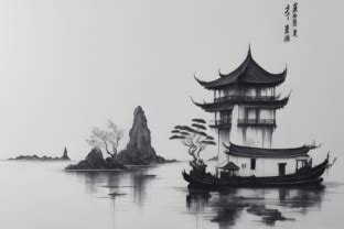 Chinese Landscape Ink Painting 15 Graphic by 1xMerch · Creative Fabrica