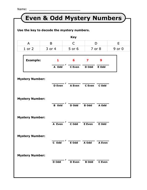 Worksheets For Even And Odd Numbers Printable Calendars At A Glance