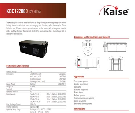 Bateria Kaise 12V 200 AH CICLO KBC122000 AMVAR WORLD