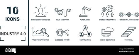 Industry Icon Set Include Creative Elements Automation Data