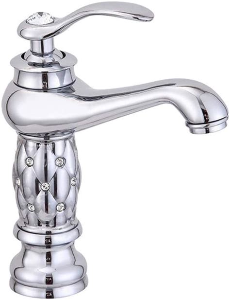 Bathroom Basin Gold Faucet Brass With Diamond Crystal Body Tap Luxury Single Handle Hot And