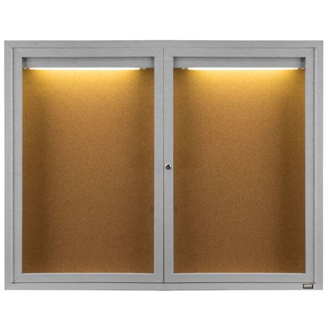 Aarco Dcc3648ri 36 X 48 Enclosed Hinged Locking 2 Door Satin Anodized Finish Indoor Lighted