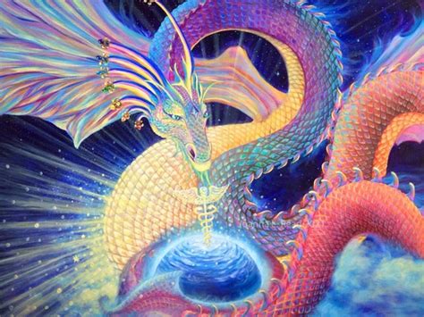 Dragon Painting Cosmic Rainbow Dragon Healing Energy Art Etsy