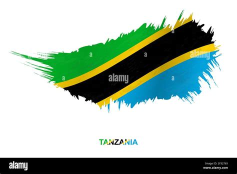 Flag Of Tanzania In Grunge Style With Waving Effect Vector Grunge