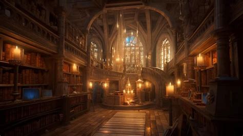 Premium AI Image | The library of the castle