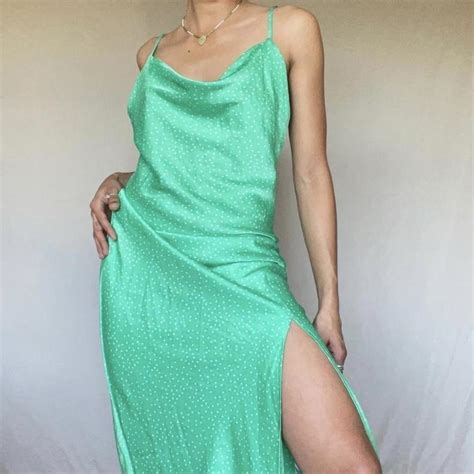 Green Silk Dress DETAILS Weightless Green Silk... - Depop