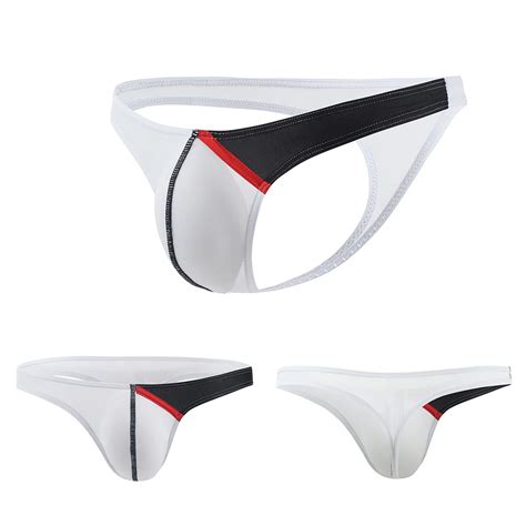 Mens Ice Silk Sexy U Convex Jockstrap Underwear Bikini Swimwear