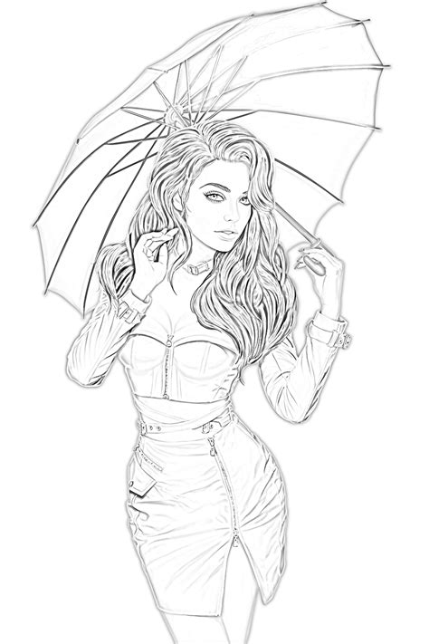 Sexy Pin Up Girl Coloring Pages Adult Sketch Coloring Page