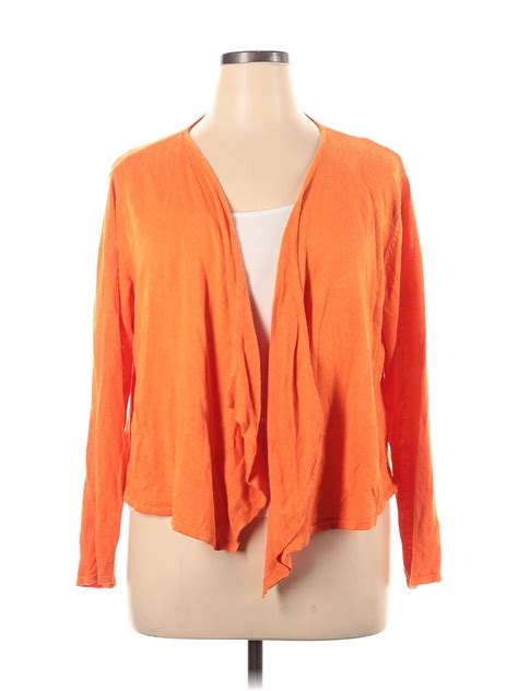 J Jill Color Block Solid Orange Cardigan Size Xl 69 Off Thredup