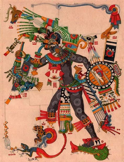 Tezcatlipoca En Su Aspecto De Guerrero Divino By El Tonalamatl De