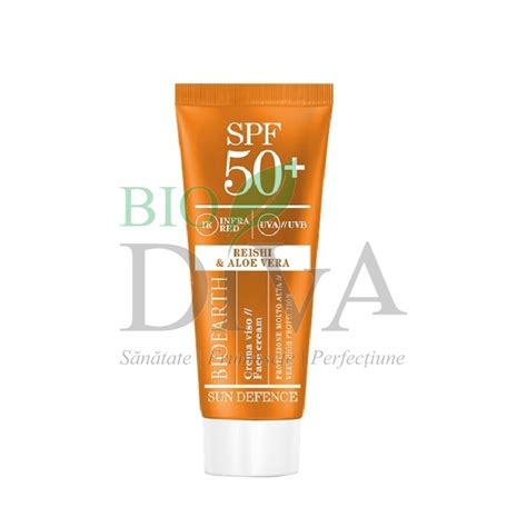 Cremă solară de ten SPF50 cu ganoderma și aloe Sun Defence Bioearth