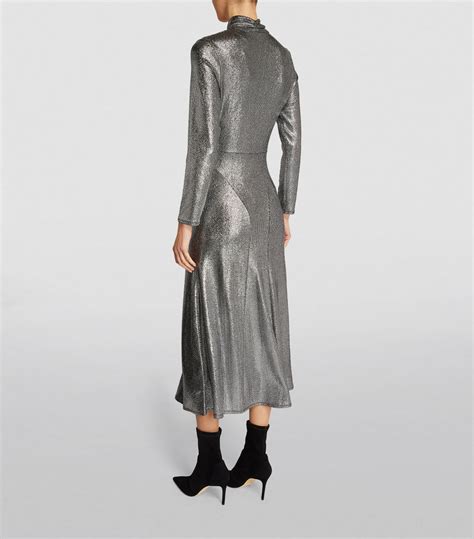 Womens Sandro Black Metallic Cut Out Midi Dress Harrods Uk