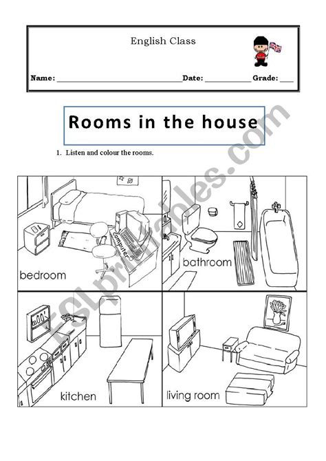 Rooms In The House Esl Worksheet By Anabela35