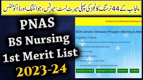 Punjab Nursing Colleges St Merit List Displayed Bs Nursing