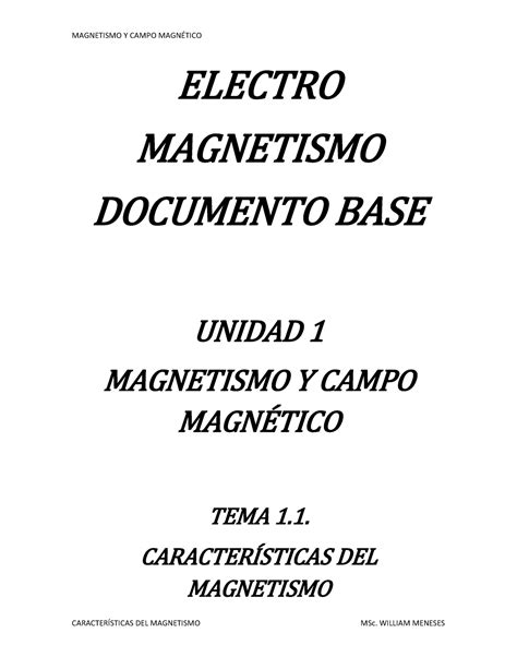 1 1 Características DEL Magnetismo Documento BASE ELECTRO