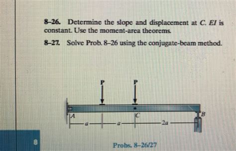 Solved 8 26 Determine The Slope And Displacement At C Ei