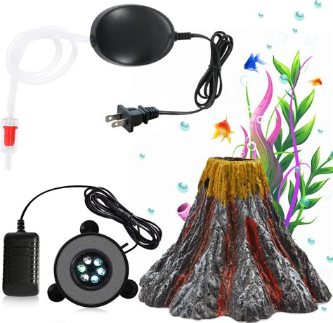 Amazon Aquarium Volcano Ornament Kit Air Bubbler Decorations For