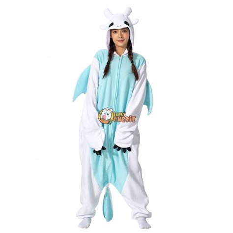 Light Fury Duo Halloween Costume for Adults Onesie Pajamas Matching Couples - Luckyonesie.com