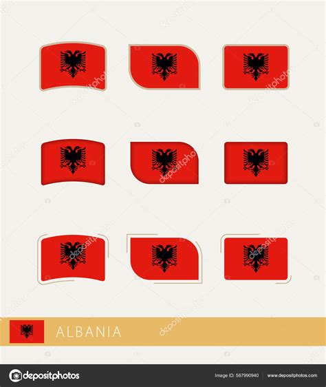 Vector Flags Albania Collection Albania Flags Stock Vector Image by