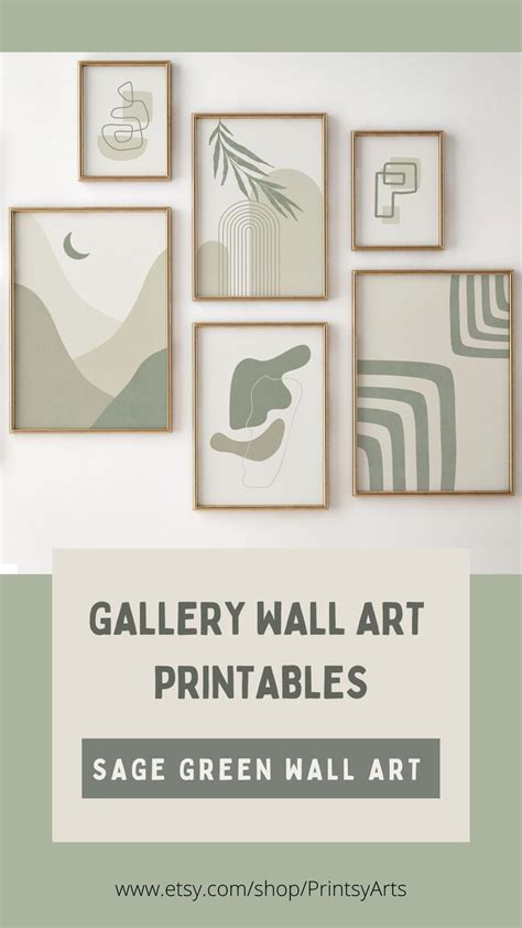 Gallery Wall Art Printables Sage Green Wall Art With Text Overlay