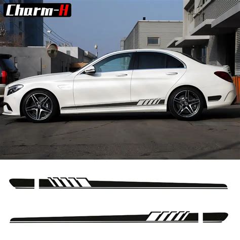 Pair Of Edition 1 Side Stripes Decal Sticker For Mercedes Benz W205 C Class C63 Amg Stickers 6