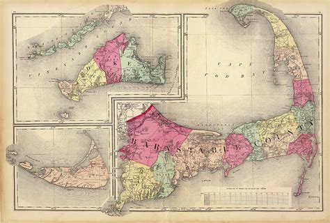 Vintage Cape Cod Map 1871 Drawing By Linda Howes Pixels