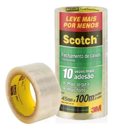 Fita Adesiva Empacotamento 3m Larga 45x100 Transparente Pct4 MercadoLivre