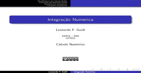 Pdf Integração Numéricaguidi Grad Mat01169 Laminas Calculo Numerico 8