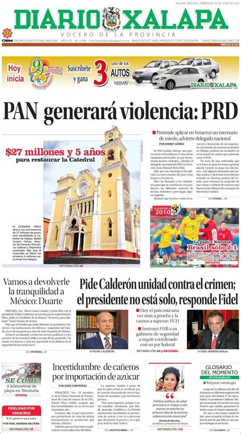 Periódico Diario De Xalapa México Periódicos De México Edición De