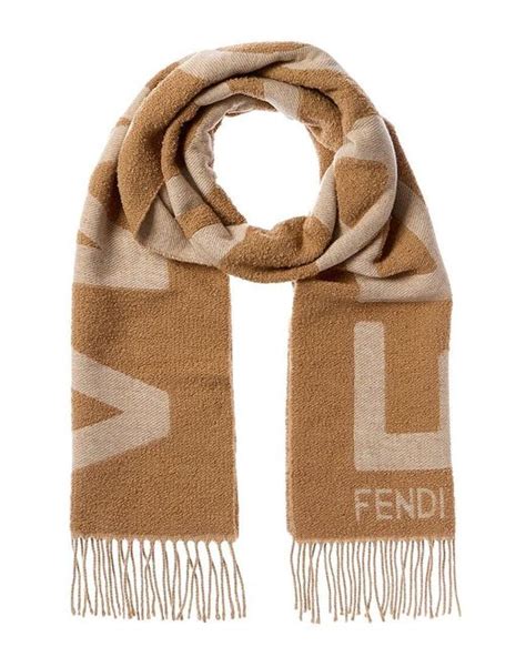 Fendi Logo Jacquard Wool And Alpaca Blend Scarf In Natural Lyst Uk