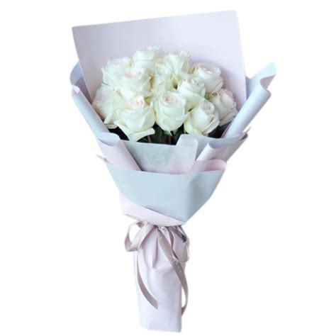 12 White Roses Bouquet - Cake House Online