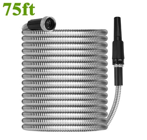 Ft Stainless Steel Metal Garden Water Hose Pipe Flexible Lightweight