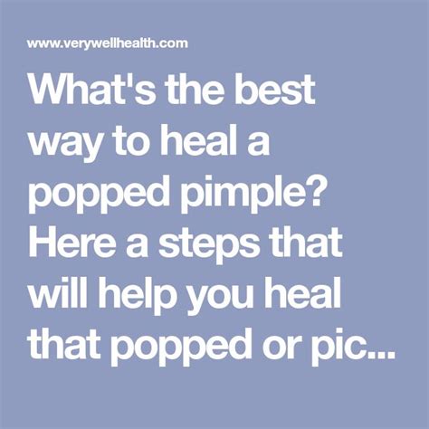 What's the best way to heal a popped pimple? Here a steps that will help you heal that popped or ...