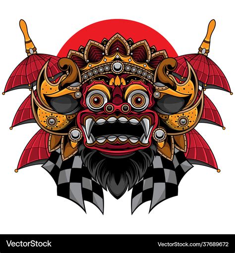 Traditional Balinese Barong Mask Royalty Free Vector Image