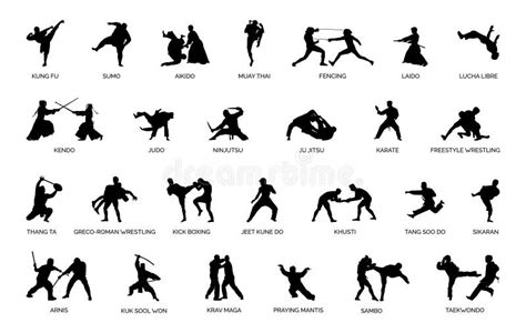 Quantas Artes Marciais Existem - Tipos De Silhuetas De Artes Marciais Ilustração do Vetor - Ilustração ...