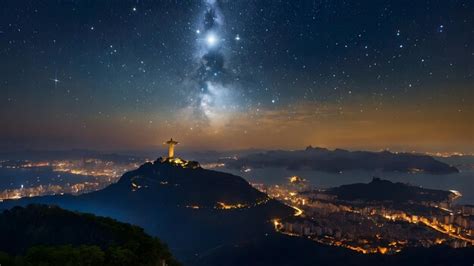 Constelaciones Por Encima De Cristo El Redentor Foto Real Para El Tema