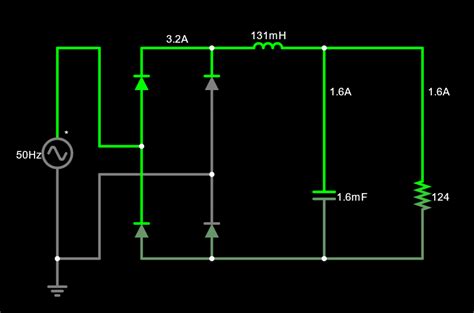 Circuit Analysis Output Current Of Full Bridge Rectifier With LC