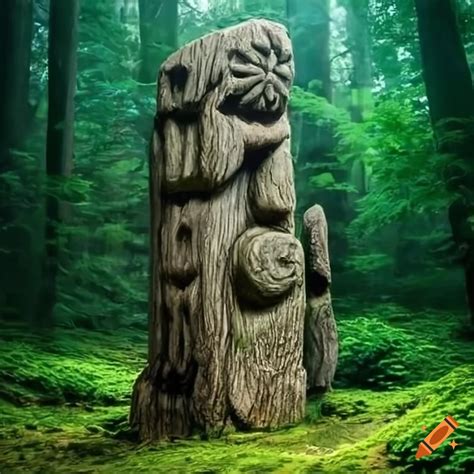 Artwork Of Upright Stones In A Mysterious Forest With Organic Knotwork