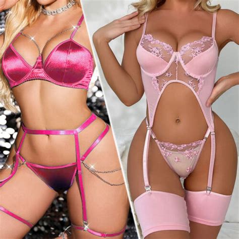 Sexy Lingerie Lace Dress Underwear W Garter Belt Babydoll Nightwear Sleepwear EBay