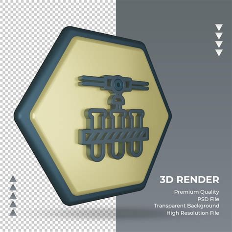 Icono 3d muestra de fábrica de prueba renderizado vista izquierda