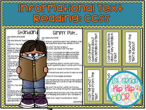 1st Grade Hip Hip Hooray Reading Informational Text Assessment Activities Ccss