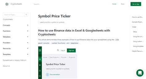 How to pull Symbol Price Ticker data from Binance into Excel and Google ...