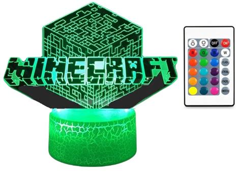 3d светодиодный ночник usb minecraft игра логотип пульт дистанционного