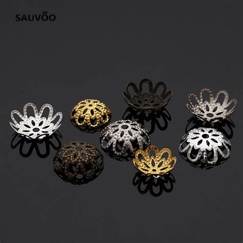 Sauvoo Hollow Flower Filigree Bead Caps End Caps Mm Gold Silver