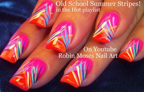 Nail Art By Robin Moses Neon Summer Ombre Splatter Paint Nail Design