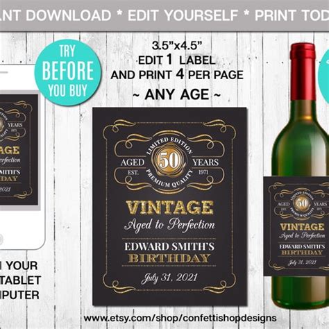 Editable Aged To Perfection Birthday Invitation Any Age Etsy