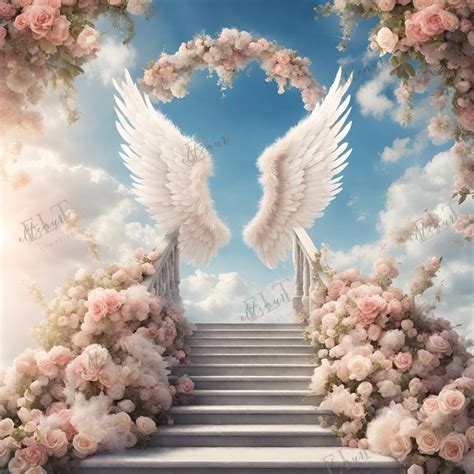 Floral Heaven Background In Loving Memory Png Memorial Background Editable Template Stairs To