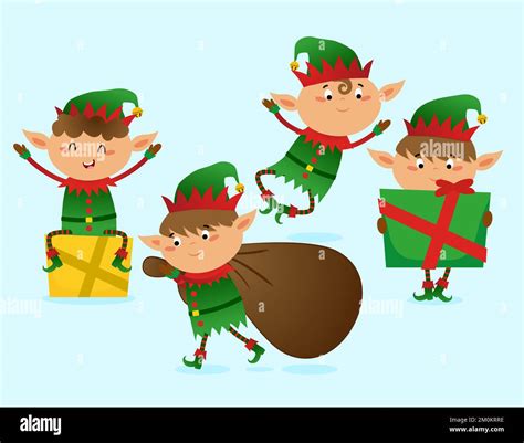 Christmas elves - Santa's little helpers in cartoon style. Merry ...